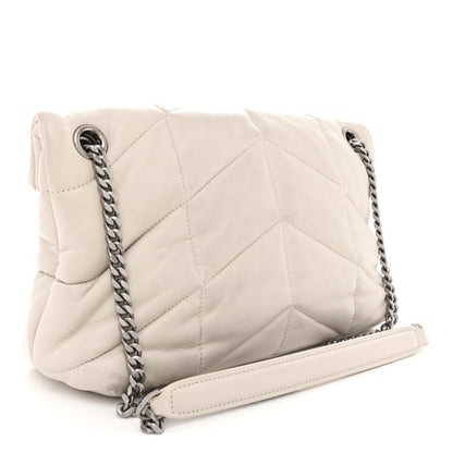 Saint Laurent Lambskin Quilted Small Loulou Puffer Monogram Chain Satchel Crema Soft 3 of 11