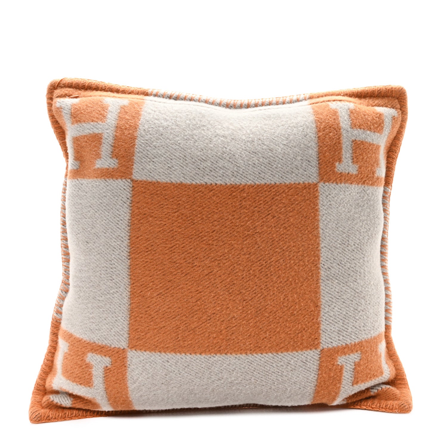 Hermes Wool Cashmere Avalon Pillow PM Ecru Potiron 2 of 3