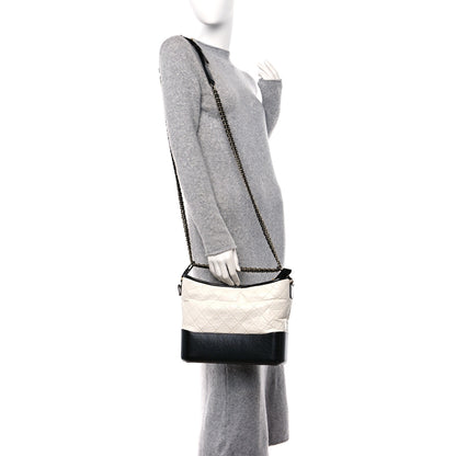 Chanel Aged Calfskin Quilted Medium Gabrielle Hobo Black White 2 of 10