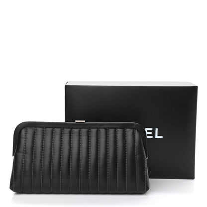 Chanel Lambskin Vertical Quilted Mademoiselle Clutch Black 8 of 8