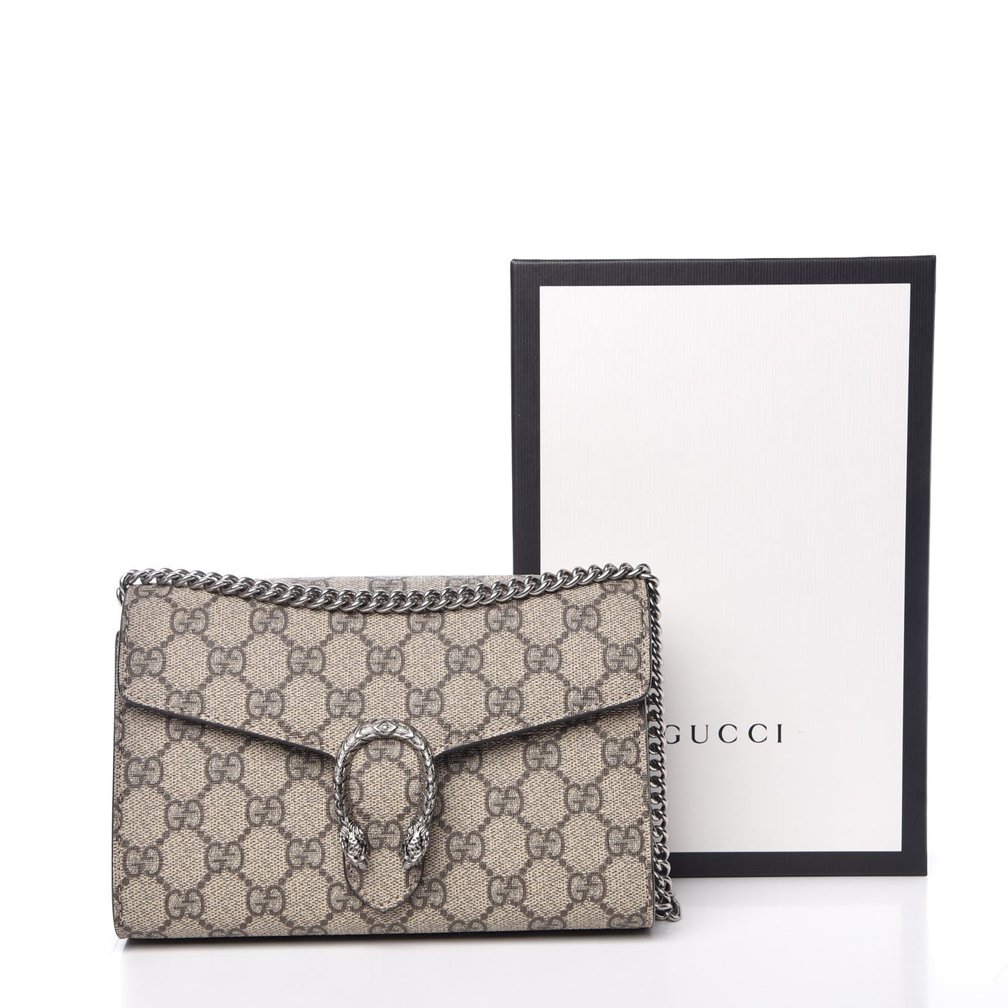 GG Supreme Monogram Mini Dionysus Chain Wallet Beige Taupe