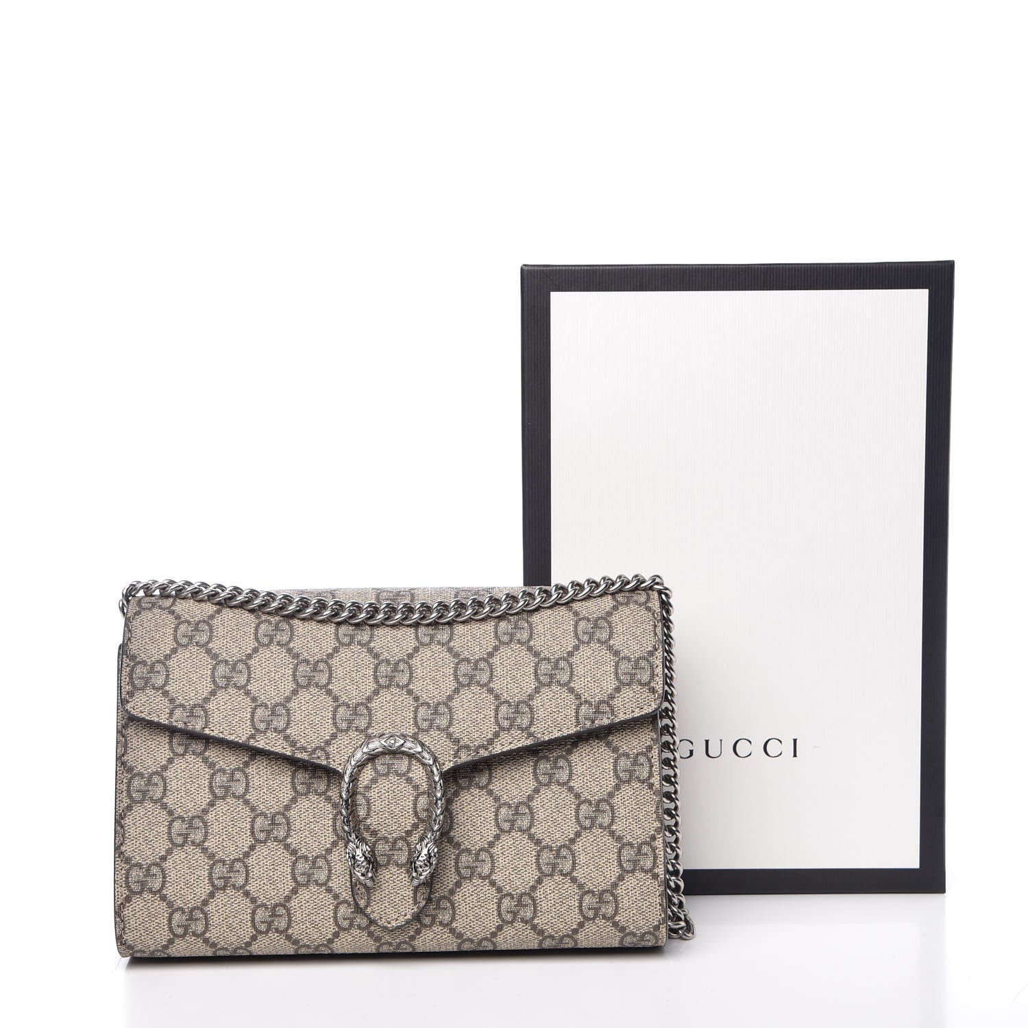 Gucci GG Supreme Monogram Mini Dionysus Chain Wallet Beige Taupe 10 of 10