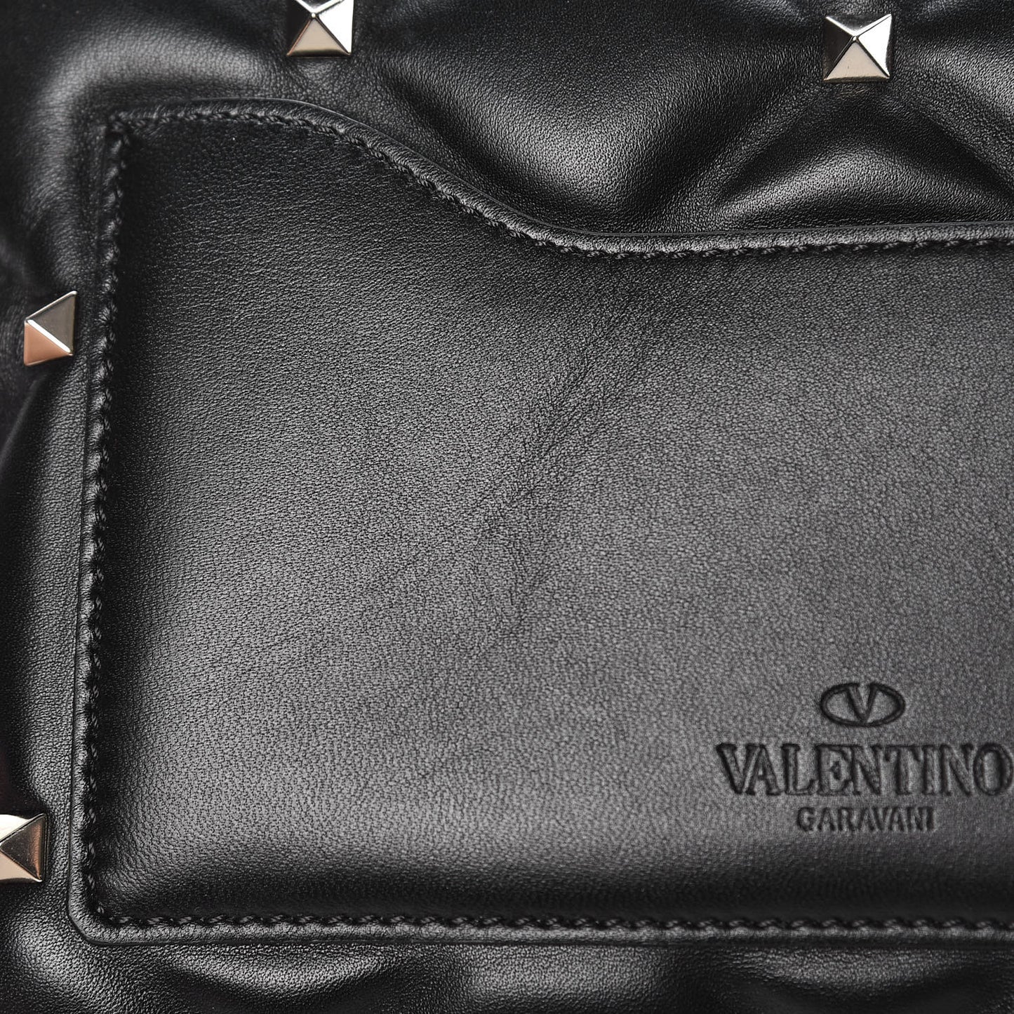 Lambskin VLTN Print Candystud Top Handle Bag Black