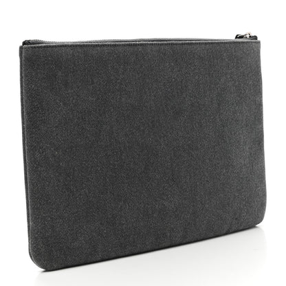 Chanel Canvas Sequins Medium Deauville Cosmetic Pouch Grey 3 of 7