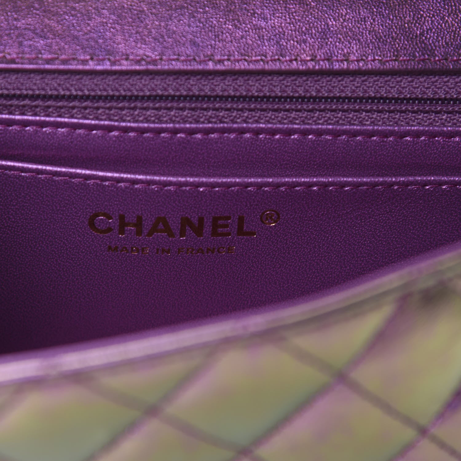 Chanel Iridescent Lambskin Quilted Mini Rectangular Flap Purple 8 of 11