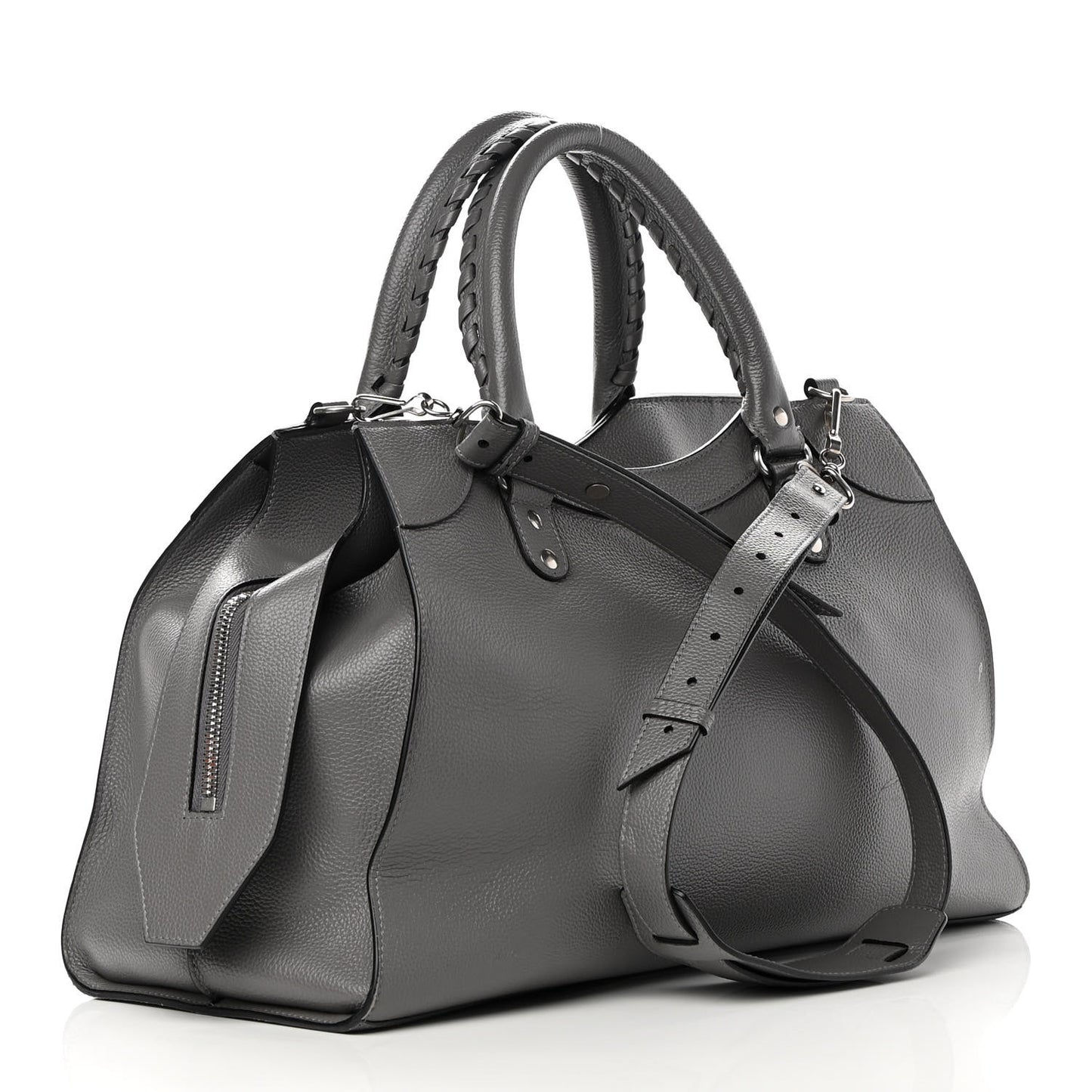 Grained Calfskin Neo Classic Silver Hardware Medium City Dark Grey