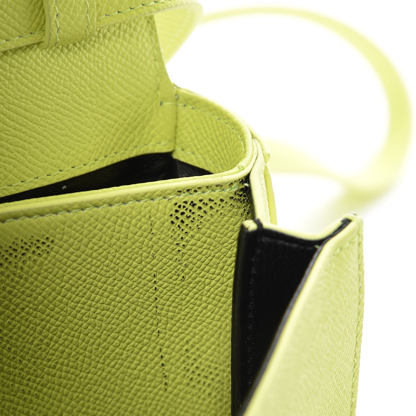 Grained Calfskin Logo Print Ville Day Bag XS Acid Green