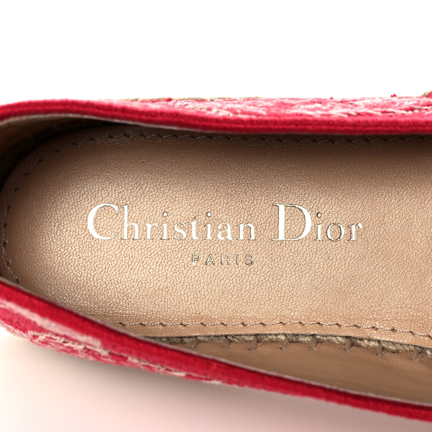 Christian Dior Embroidered Toile De Jouy Granville Espadrille 35 Raspberry 7 of 9