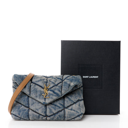Saint Laurent Denim Quilted Toy Loulou Puffer Monogram Chain Satchel Blue Cinnamon 12 of 12