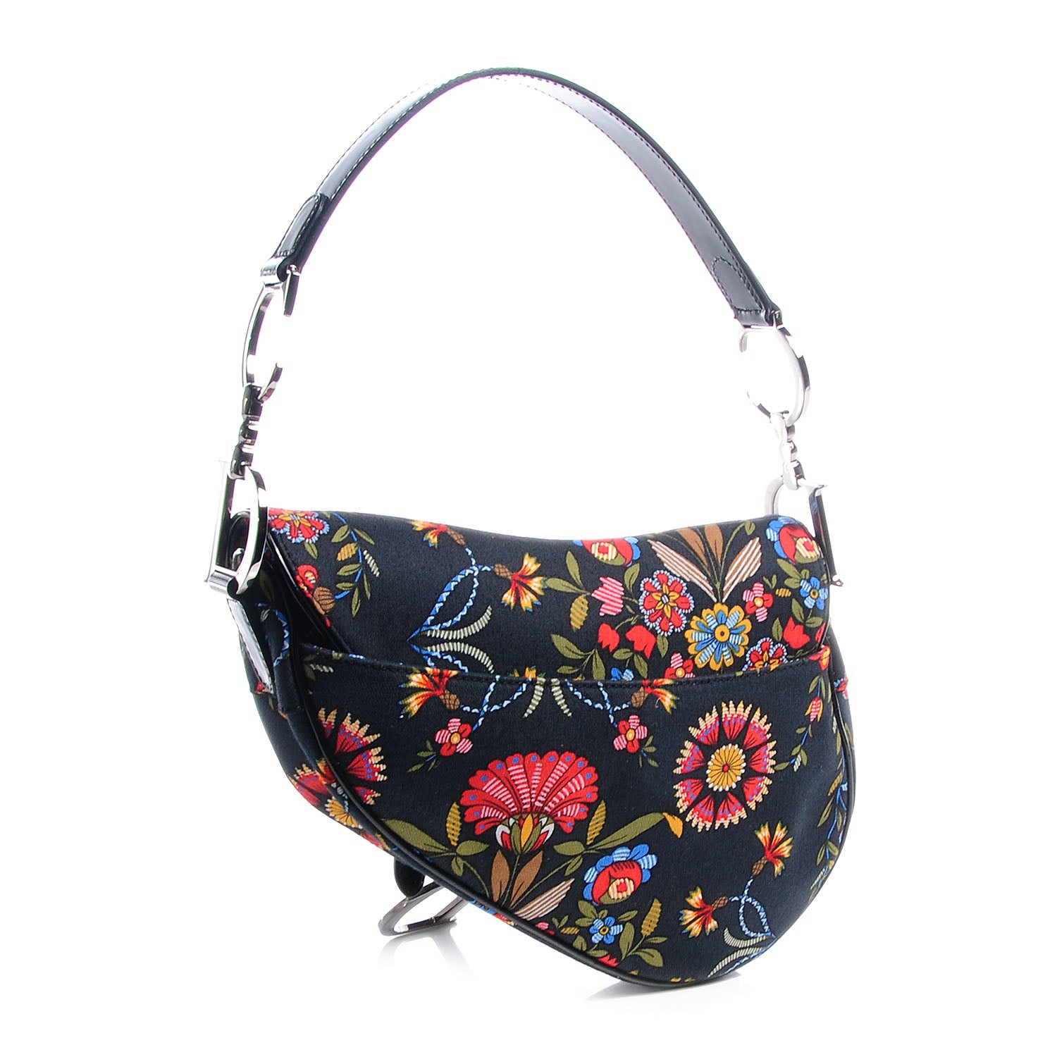 Christian Dior Canvas Floral Saddle Black 3 of 7