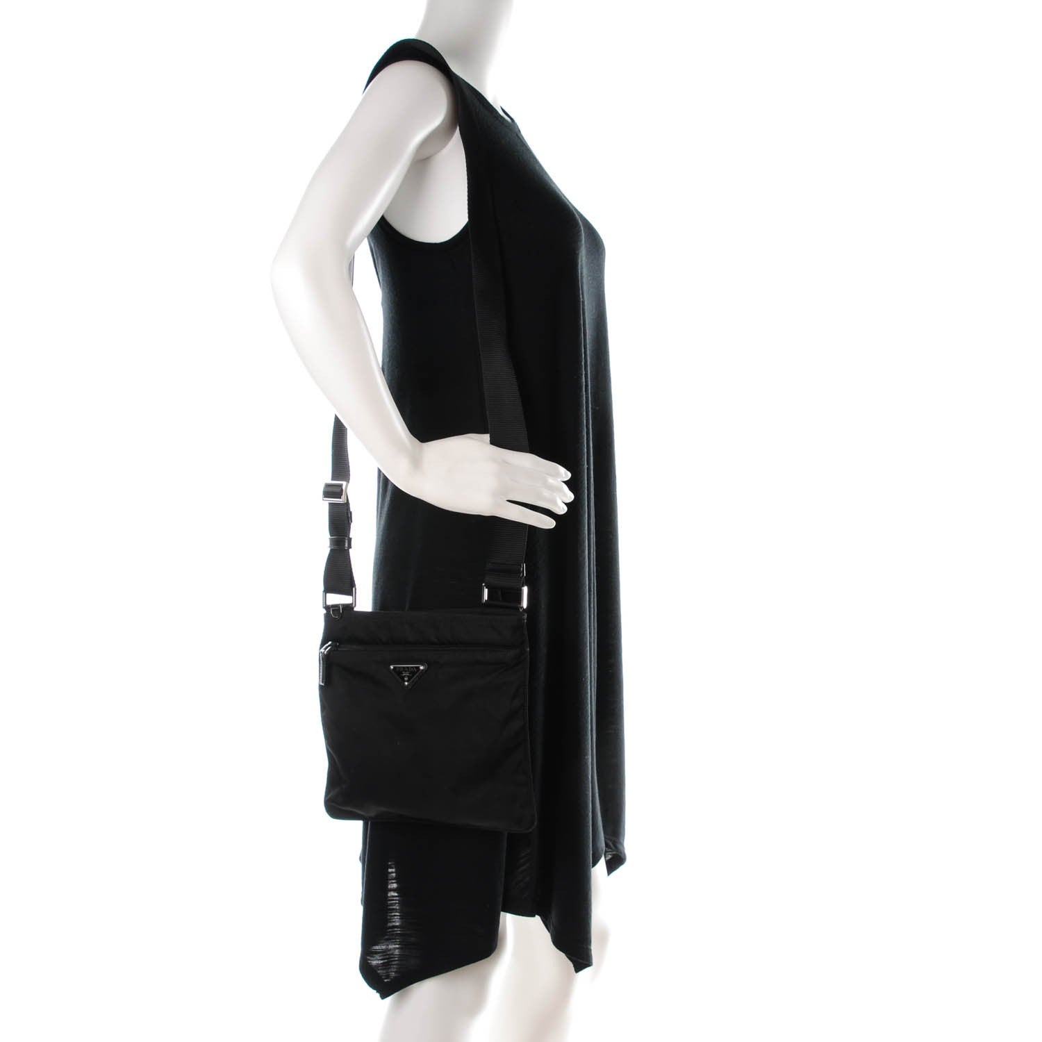 Prada Nylon Vela Flat Messenger Bag Black 2 of 6