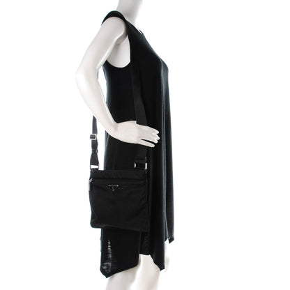 Prada Nylon Vela Flat Messenger Bag Black 2 of 6