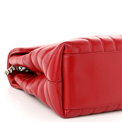 Saint Laurent Calfskin Y Quilted Monogram Medium Loulou Chain Satchel Lipstick Red 10 of 11