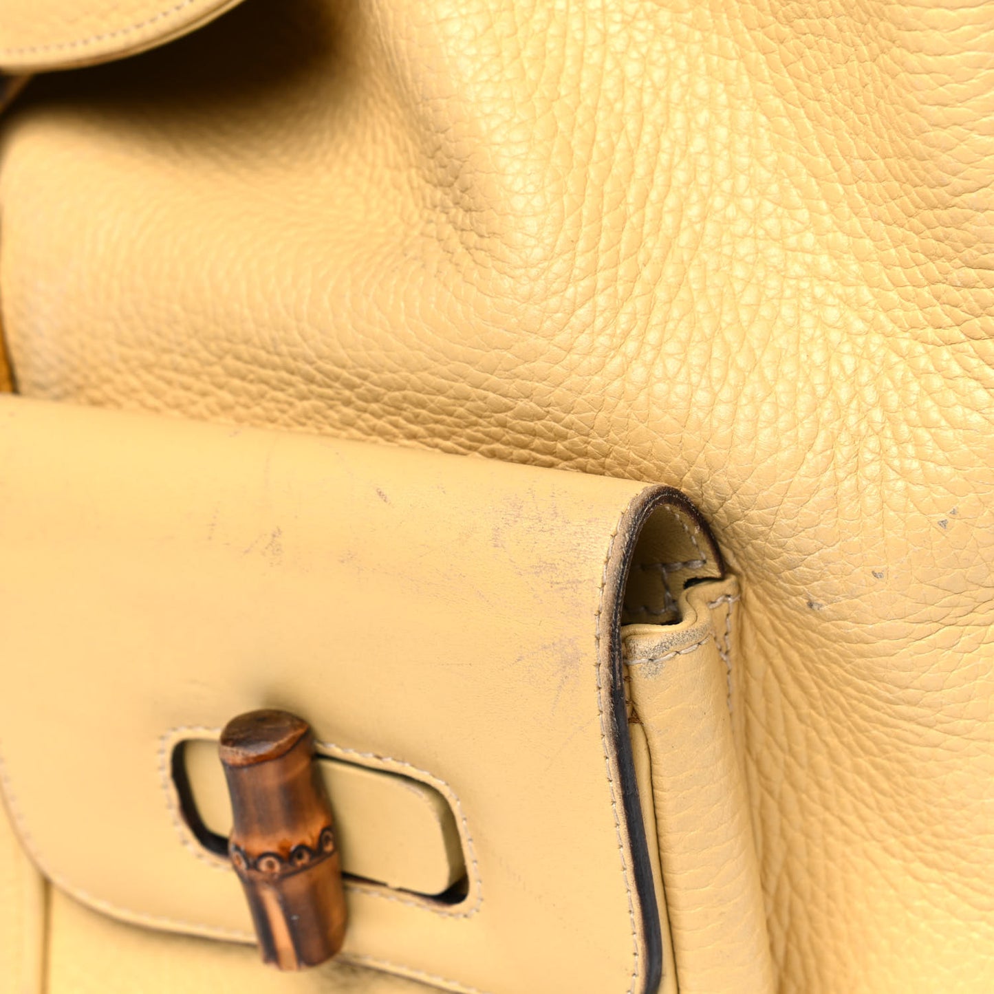 Calfskin Bamboo Medium Backpack Yellow
