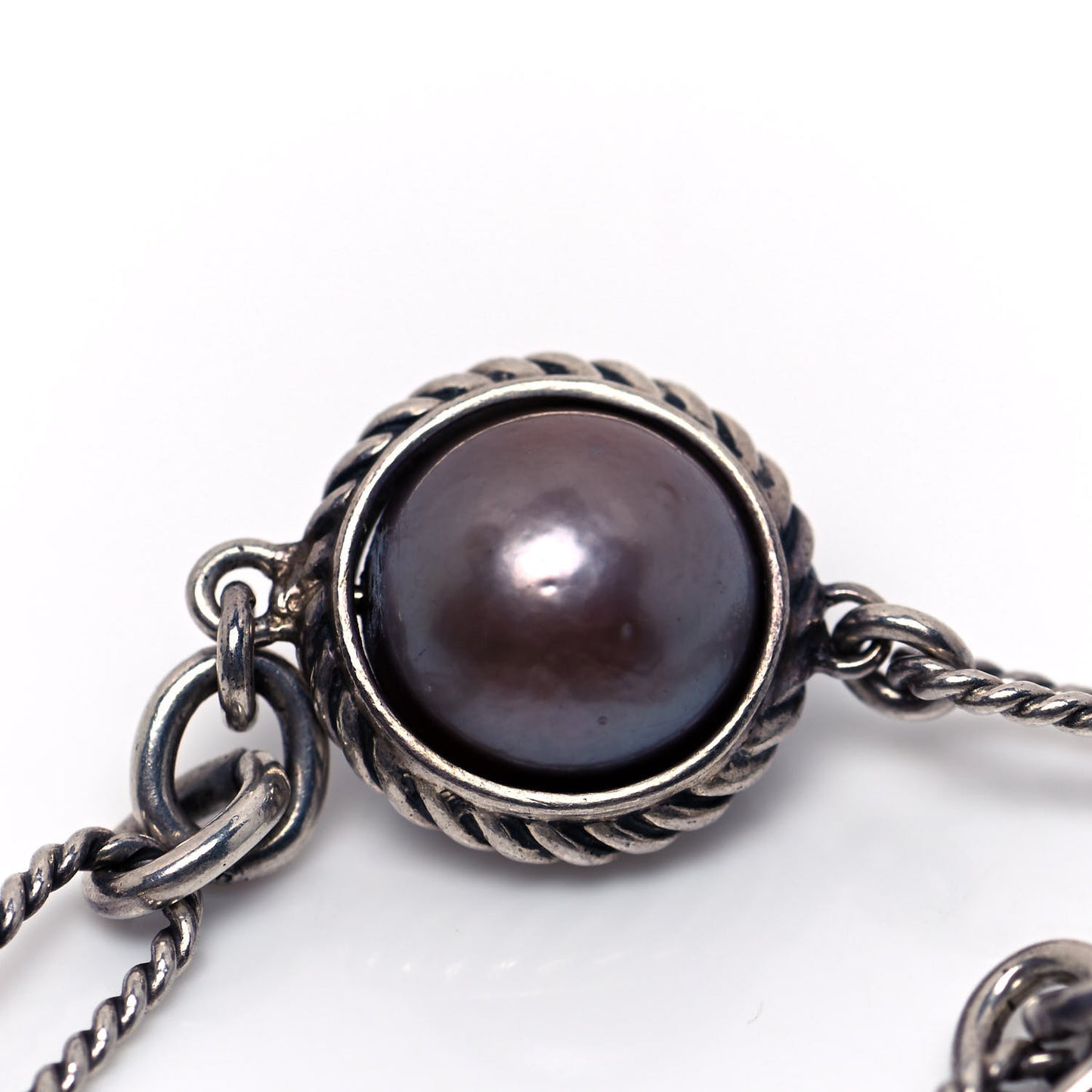 Sterling Silver Pearl Four Row Figaro Bracelet