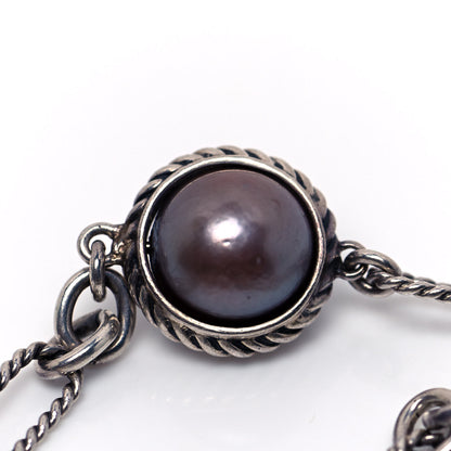 David Yurman Sterling Silver Pearl Four Row Figaro Bracelet 6 of 7