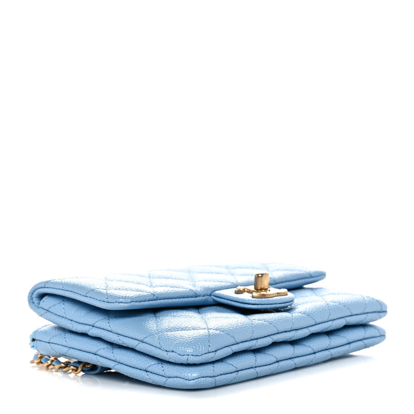 Shiny Caviar Pick Me Up Flap Belt Bag Light Blue