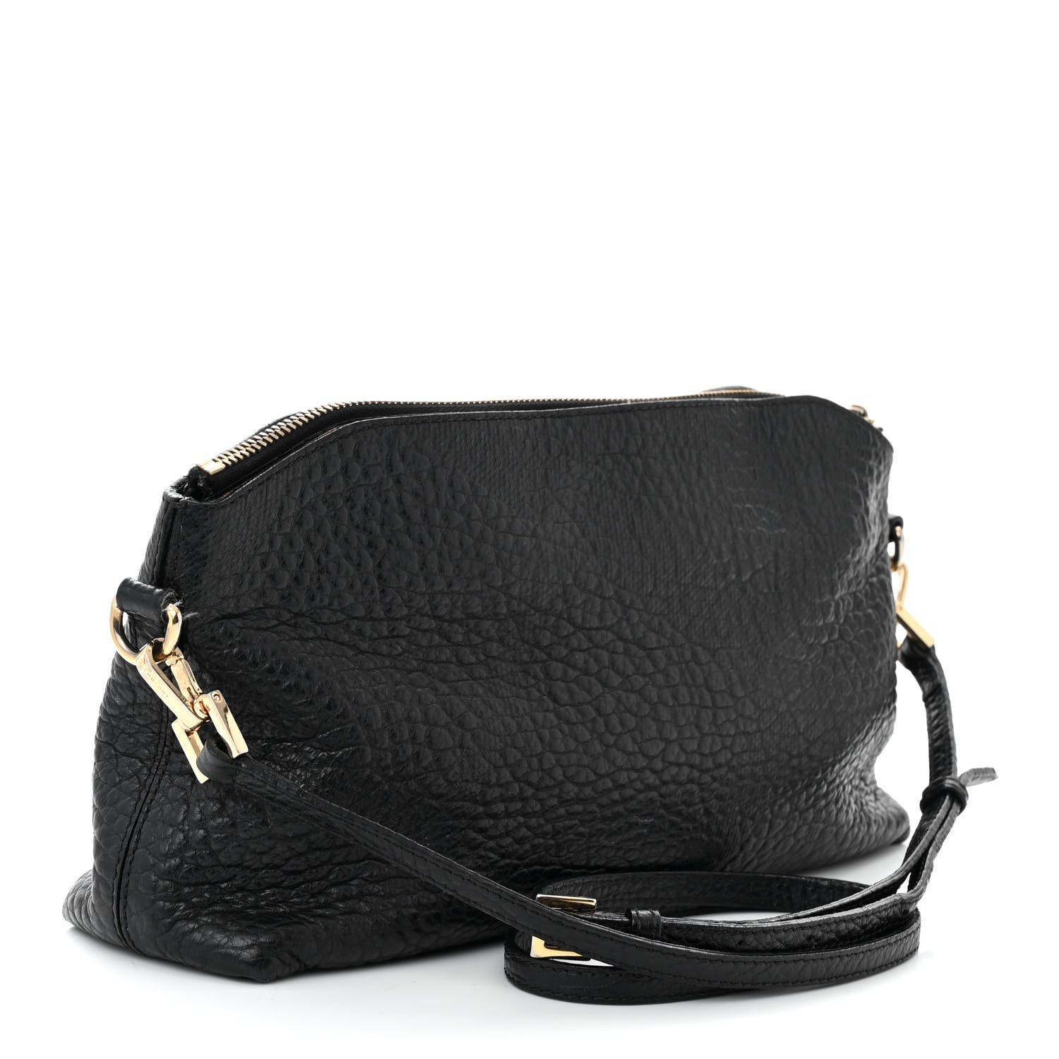 Burberry Signature Grain Calfskin Check Embossed Small Chichester Crossbody Clutch Bag Black 3 of 14