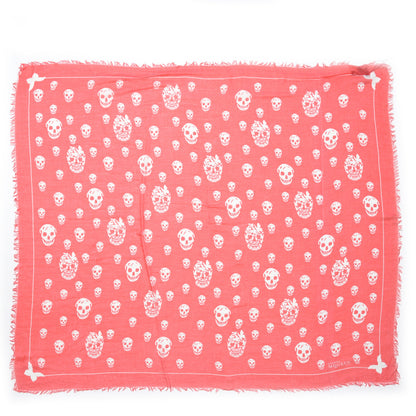 Alexander McQueen Modal Silk Butterfly Skull Scarf Coral 1 of 6