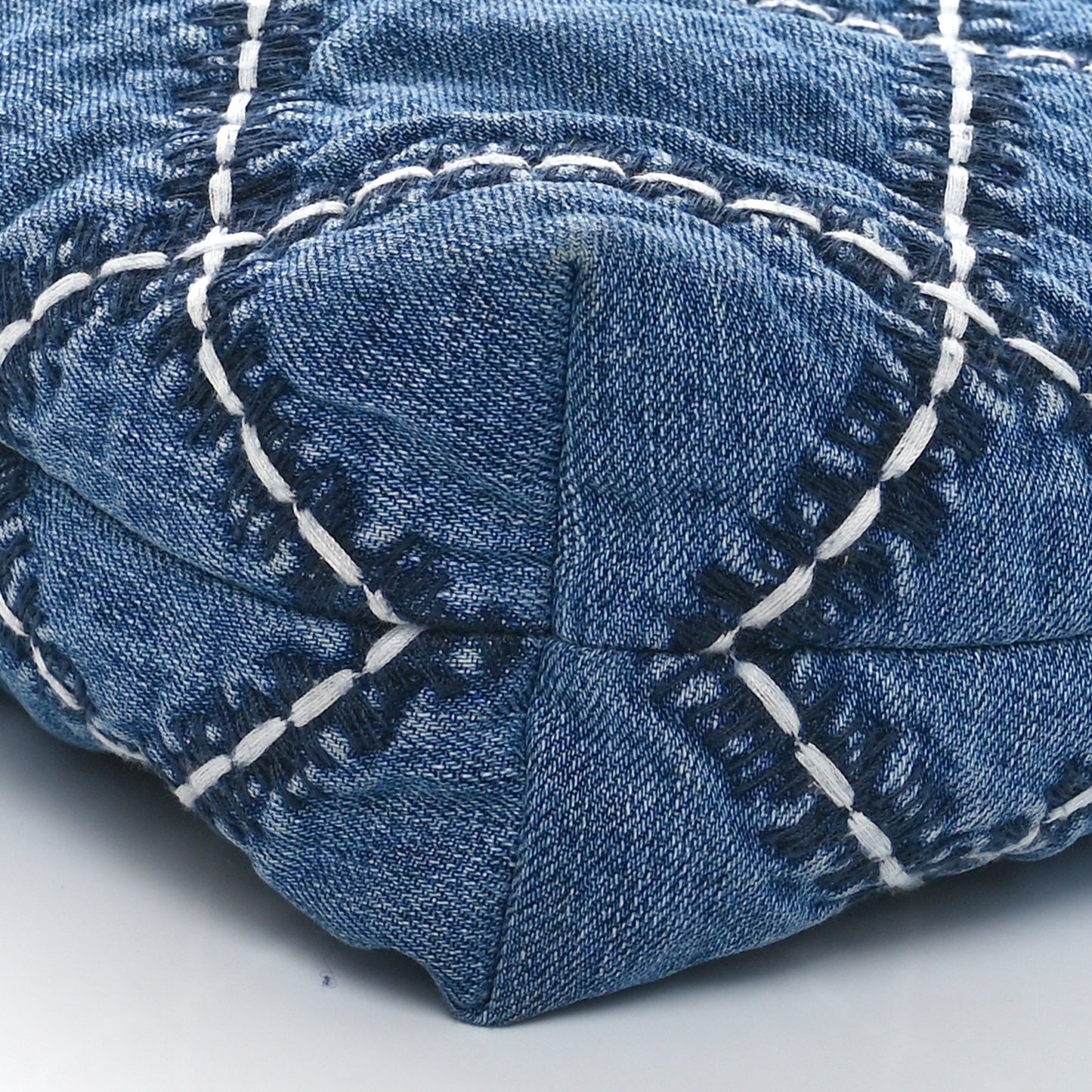 Denim Quilted Stitched Small Chanel 22 Blue