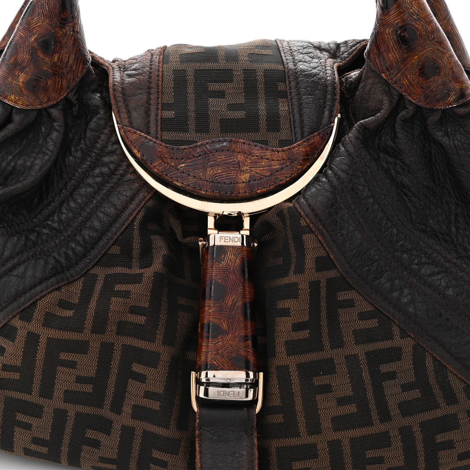 Fendi Zucca Nappa Nuvolata Vitello Tortuga Spy Tobacco Moro 11 of 13