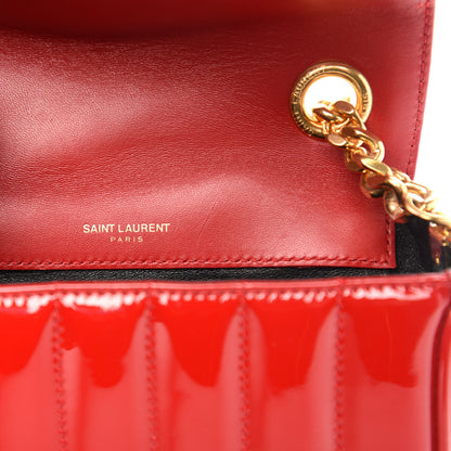 Saint Laurent Patent Matelasse Monogram Small Vicky Chain Bag Red 7 of 12