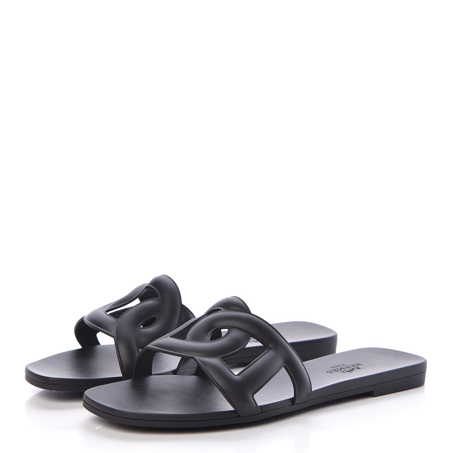 Hermes Rubber Aloha Sandals 36 Black 3 of 8