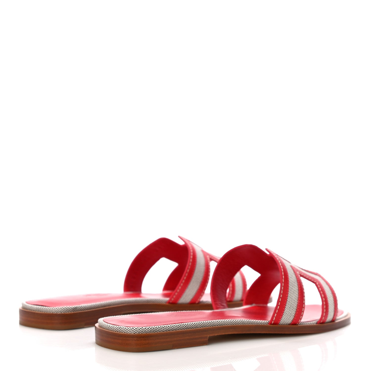 Hermes Canvas Calfskin Oran Sandals 37 Prunoir Rouge A Levre 4 of 9