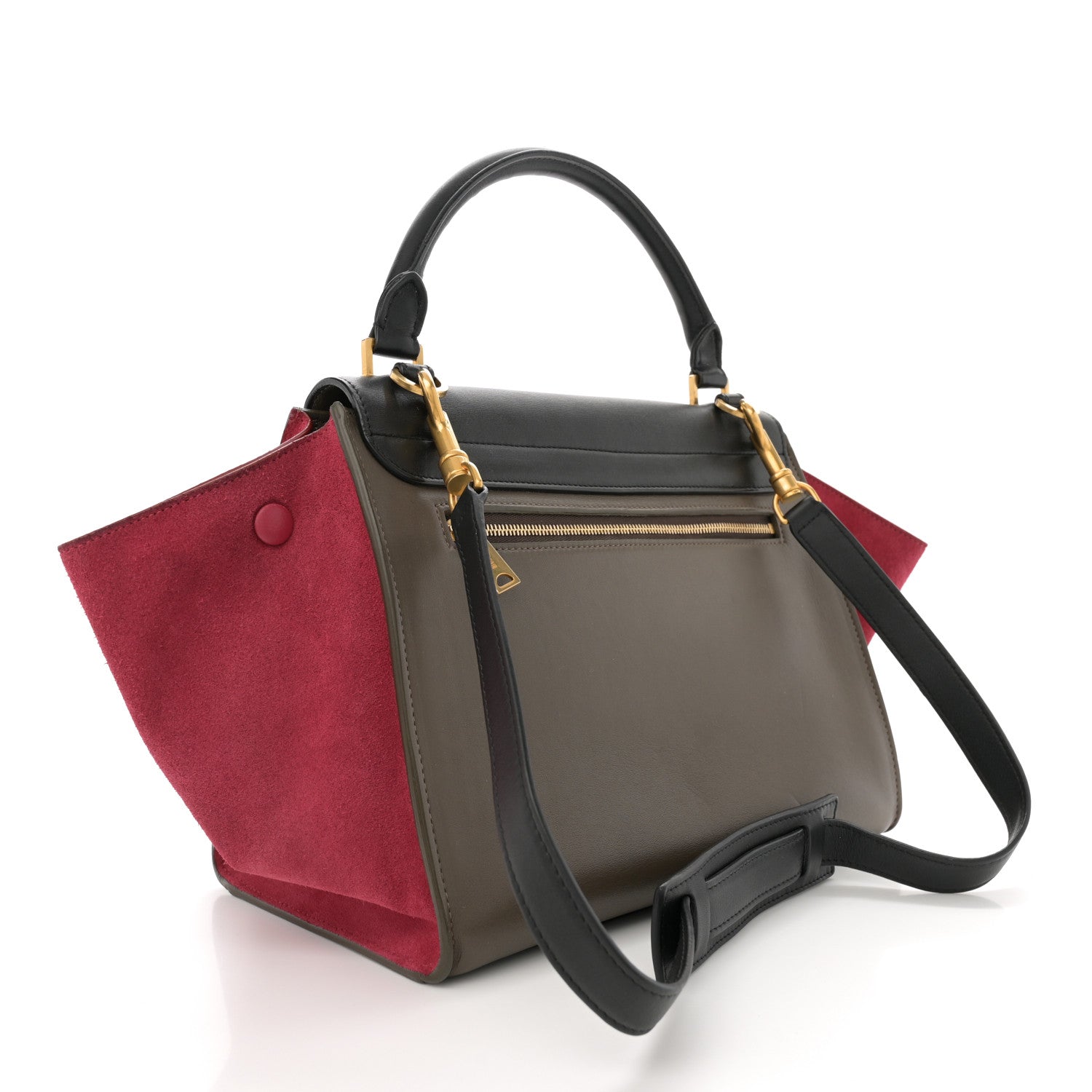 Celine Smooth Calfskin Suede Small Tri-Color Trapeze Pink 3 of 12
