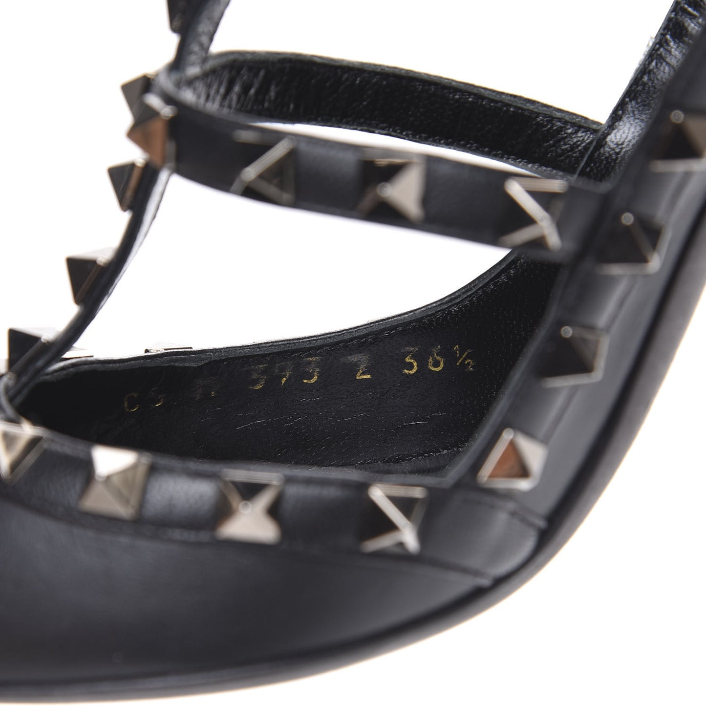 Nappa Rockstud Ankle Strap Pumps 36.5 Black