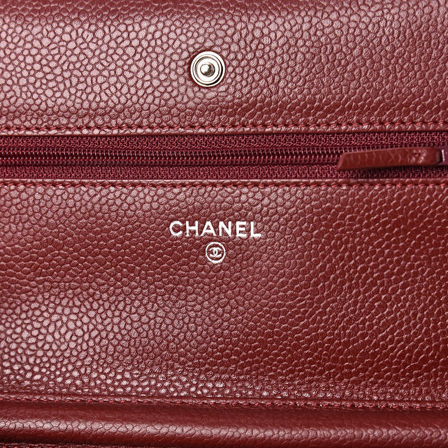 Caviar Quilted Wallet On Chain WOC Dark Red