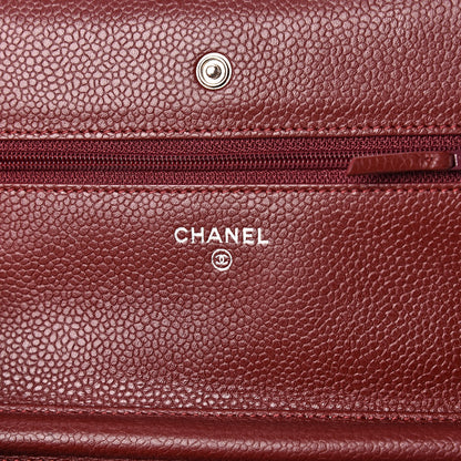 Chanel Caviar Quilted Wallet On Chain WOC Dark Red 6 of 11