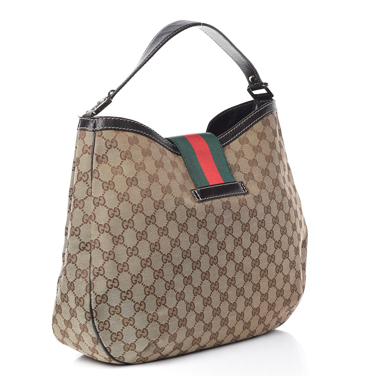 Gucci Monogram Large New Ladies Web Hobo Dark Brown 3 of 13