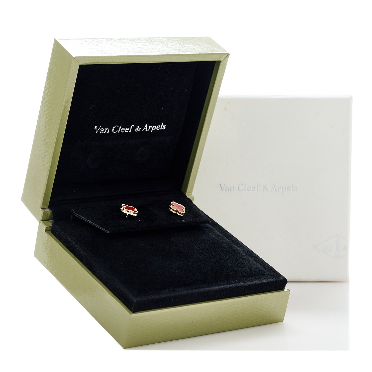 18K Rose Gold Carnelian Sweet Alhambra Earrings
