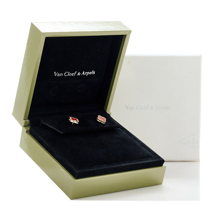 Van Cleef & Arpels 18K Rose Gold Carnelian Sweet Alhambra Earrings 4 of 4