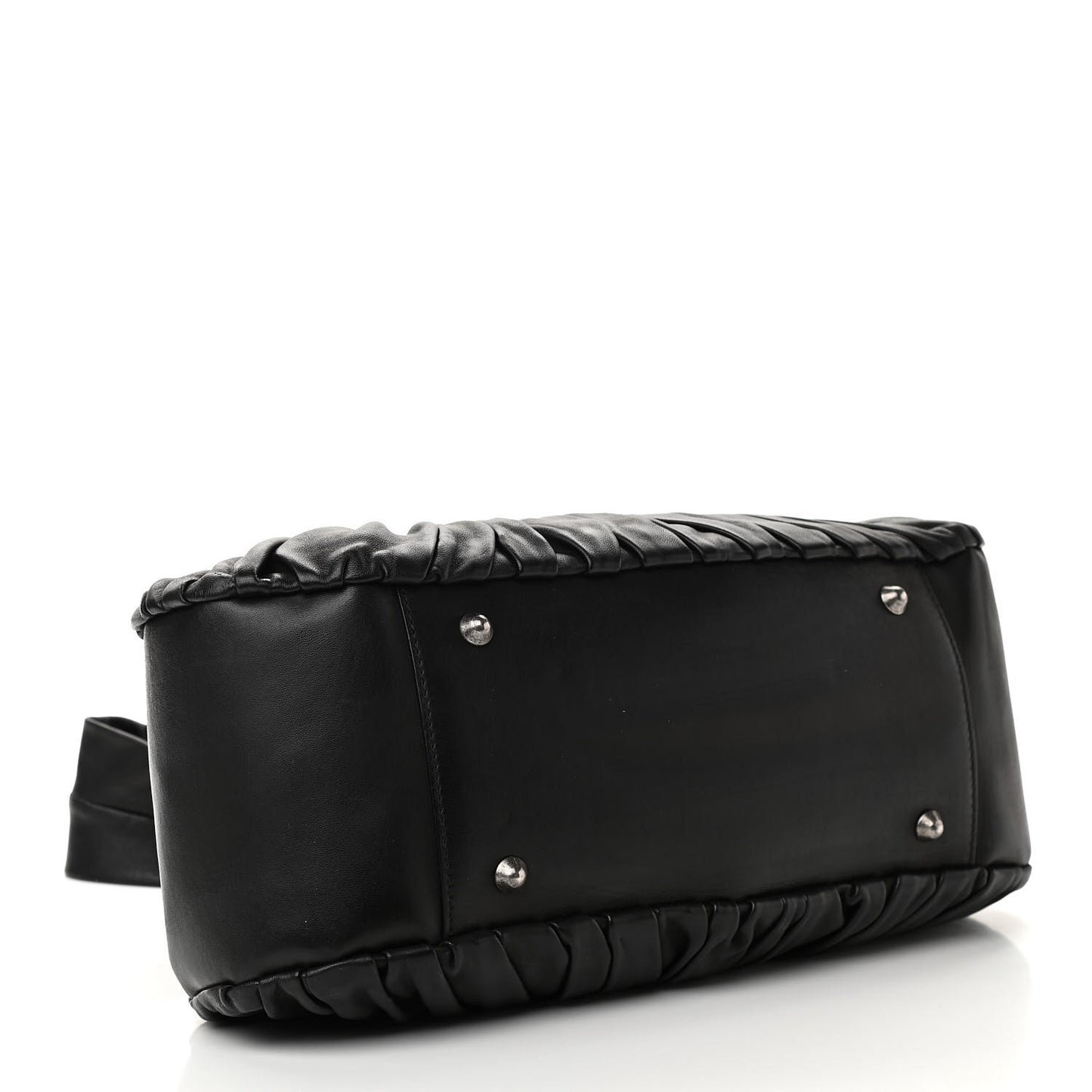 Lambskin Plisse Pleated Frame Satchel Black