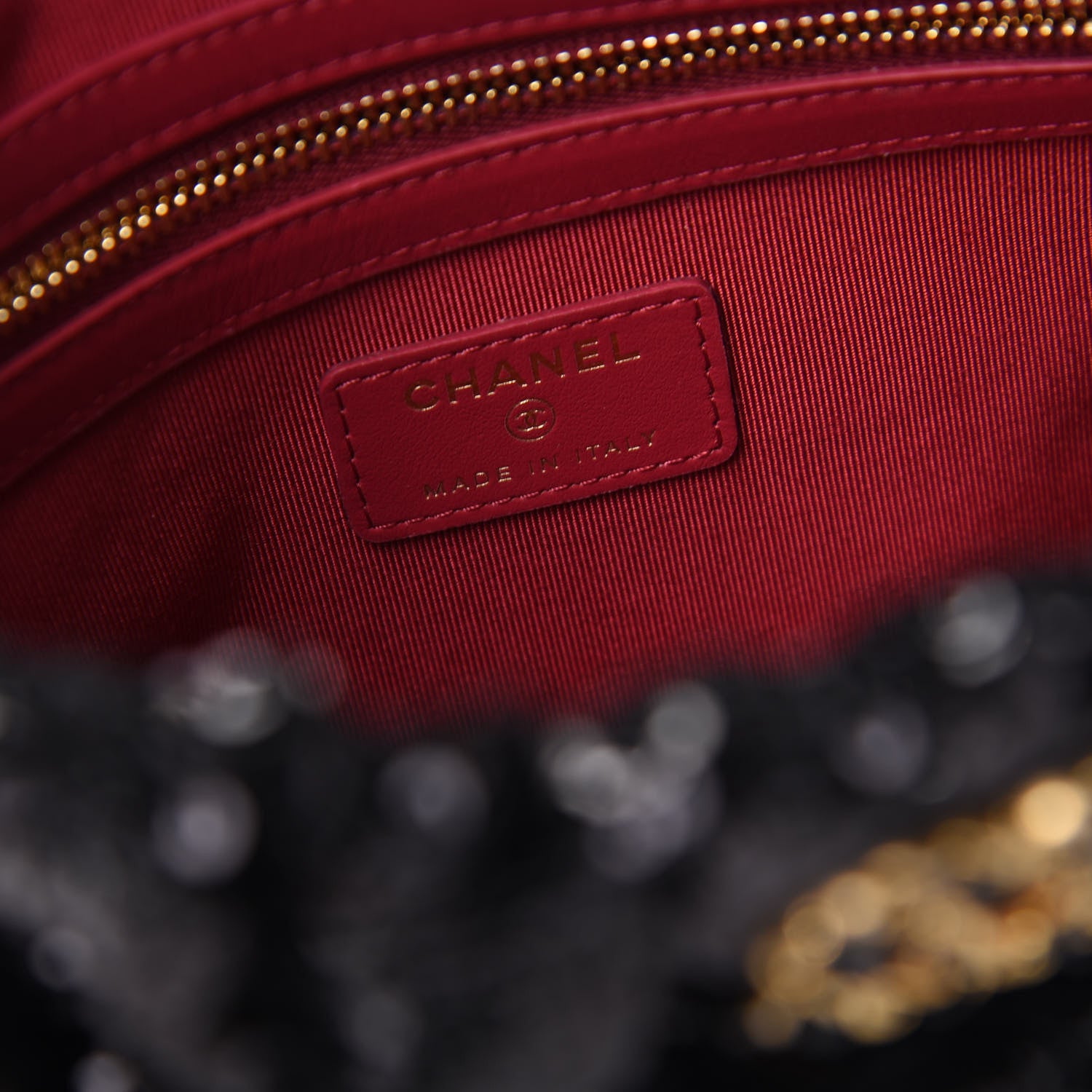 Chanel Sequins Quilted Large Chanel 19 Pouch Black 6 of 8