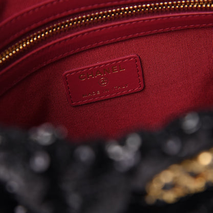 Chanel Sequins Quilted Large Chanel 19 Pouch Black 6 of 8