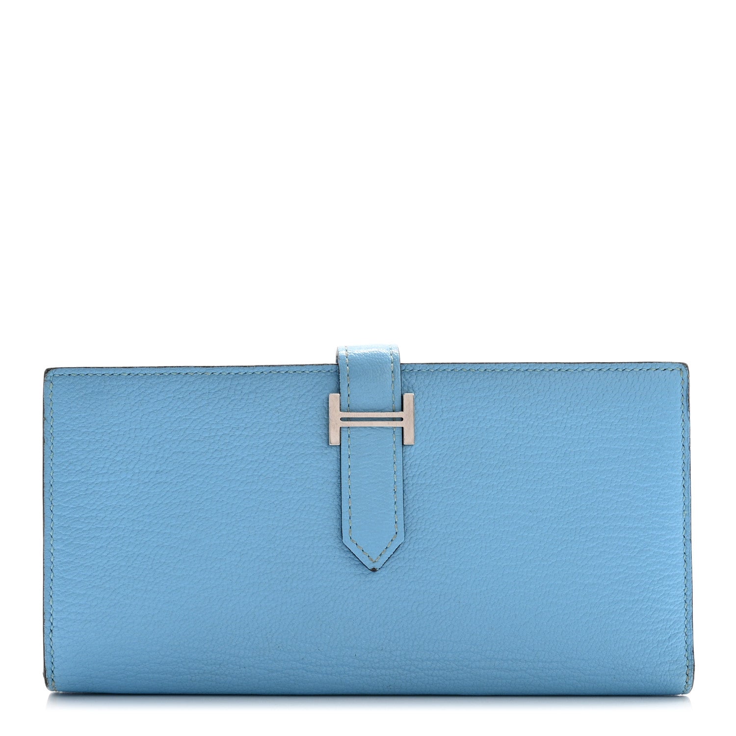 Hermes Chevre Mysore Bearn Gusset Wallet Celeste 1 of 15