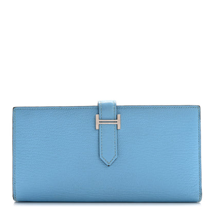 Hermes Chevre Mysore Bearn Gusset Wallet Celeste 1 of 15