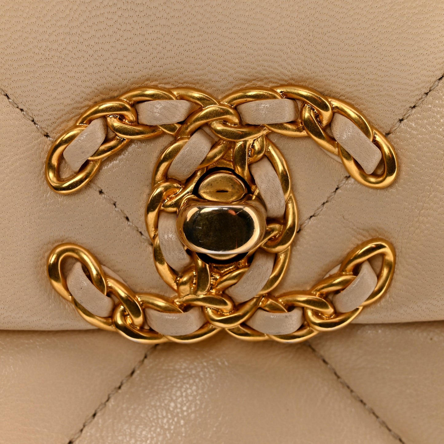 Goatskin Quilted Medium Chanel 19 Flap Beige