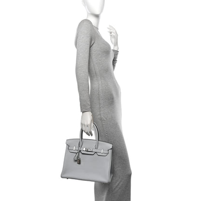 Hermes Taurillon Clemence Birkin 30 Bleu Pale 2 of 11