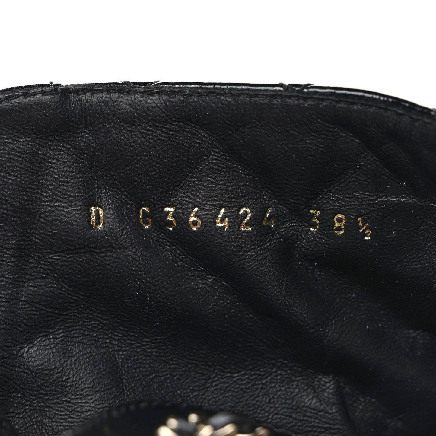 Shiny Calfskin Quilted Lace Up Combat Boots 38.5 Black