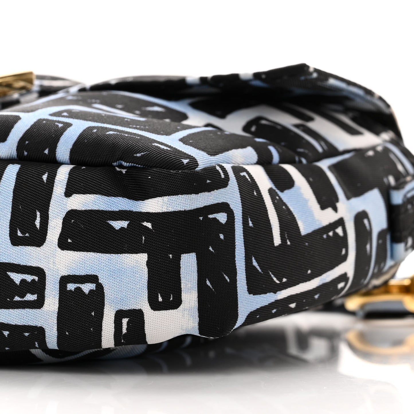 X JOSHUA VIDES Nylon FF Cloudy Mini Belt Baguette Bag White Celeste Black