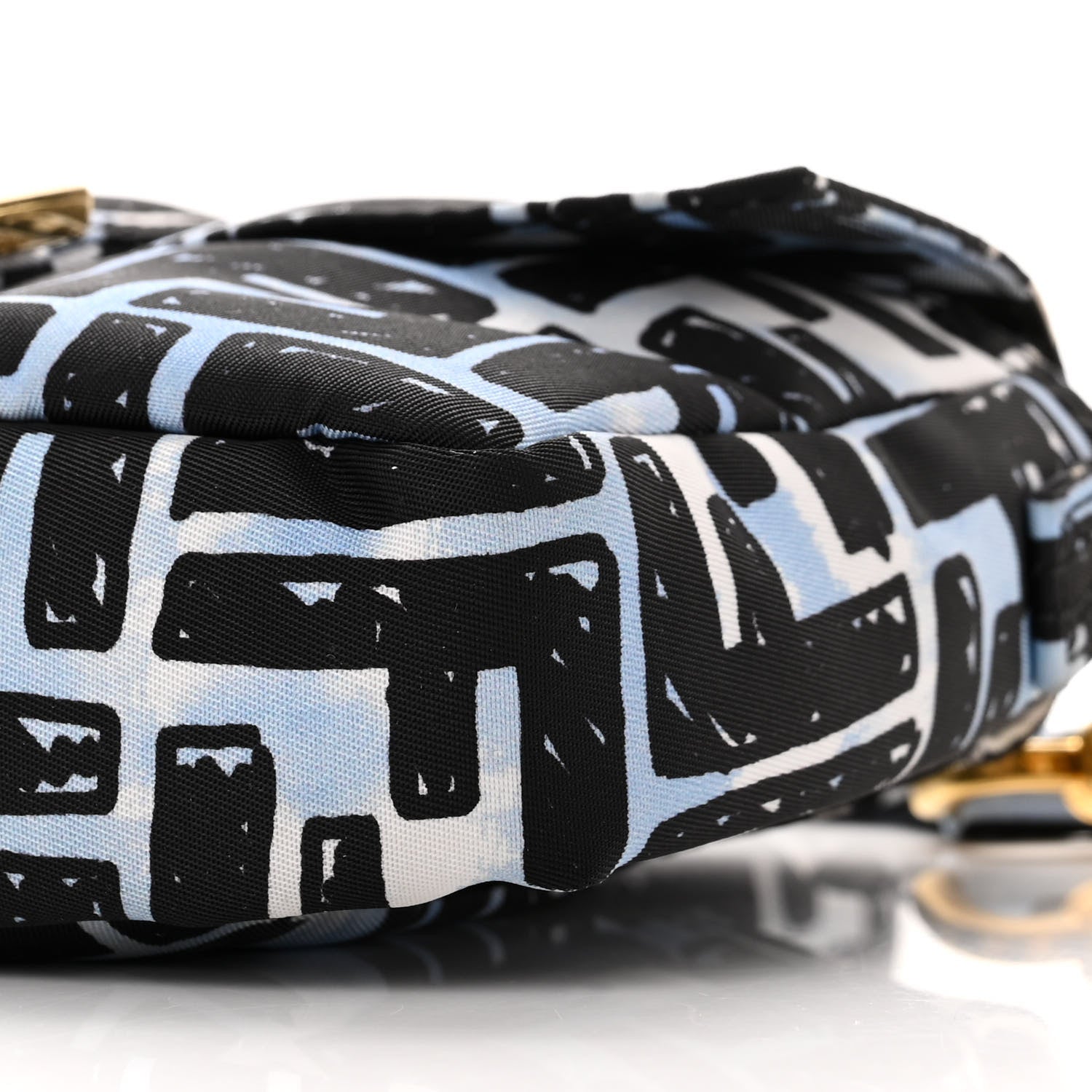 Fendi X JOSHUA VIDES Nylon FF Cloudy Mini Belt Baguette Bag White Celeste Black 9 of 9