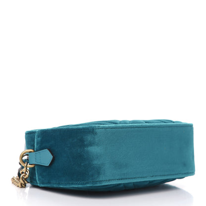 Gucci Velvet Matelasse Small GG Marmont Chain Shoulder Bag Pavone Cyan 4 of 10
