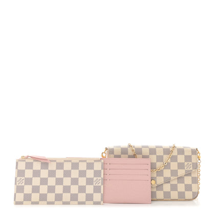 Louis Vuitton Damier Azur Pochette Felicie Chain Wallet Rose Ballerine 3 of 17