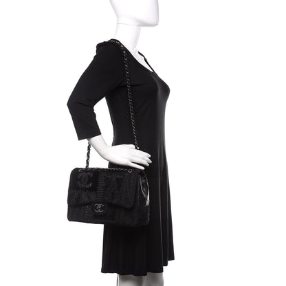 Chanel Tweed Patchwork Jumbo Single Flap Black 2 of 11