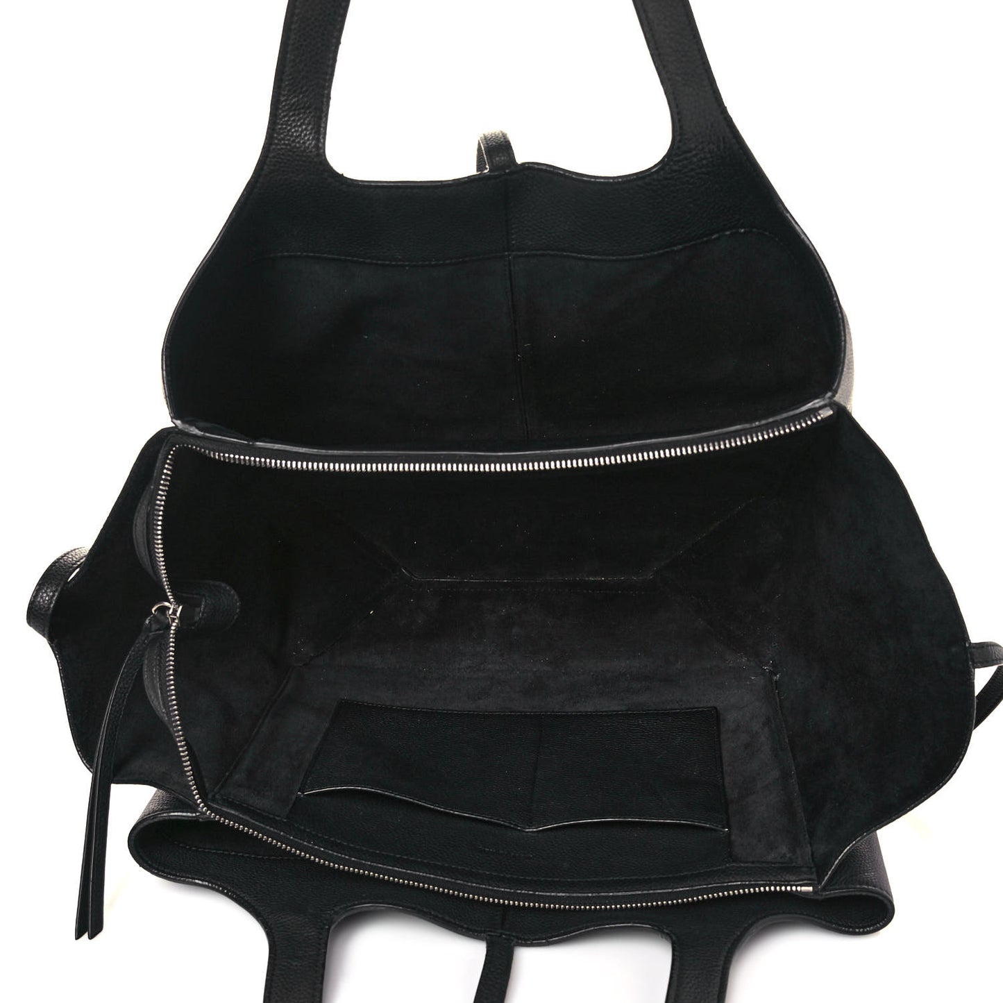 Baby Grained Calfskin Medium Tri-Fold Bag Black