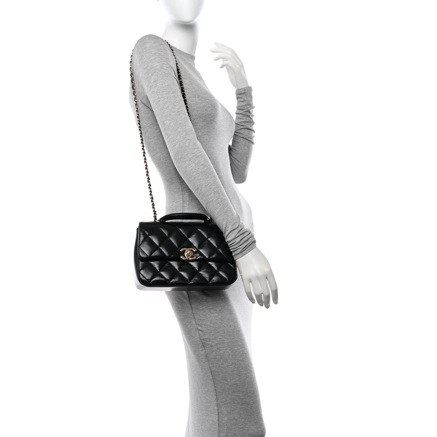 Chanel Shiny Lambskin Quilted Coco Trip Flap Bag Black 2 of 11